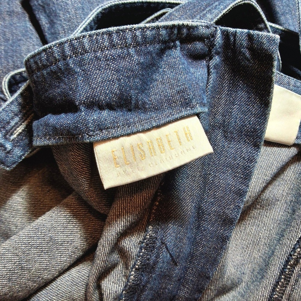 Vintage 90s Elisabeth Liz Claiborne Denim Jumper Dress Midi Sz 16 Straight Shift - Picture 7 of 7